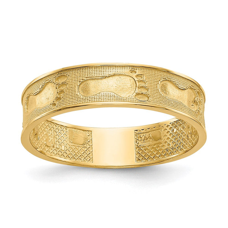 14K Gelbgold Ring "Fußspuren im Sand"