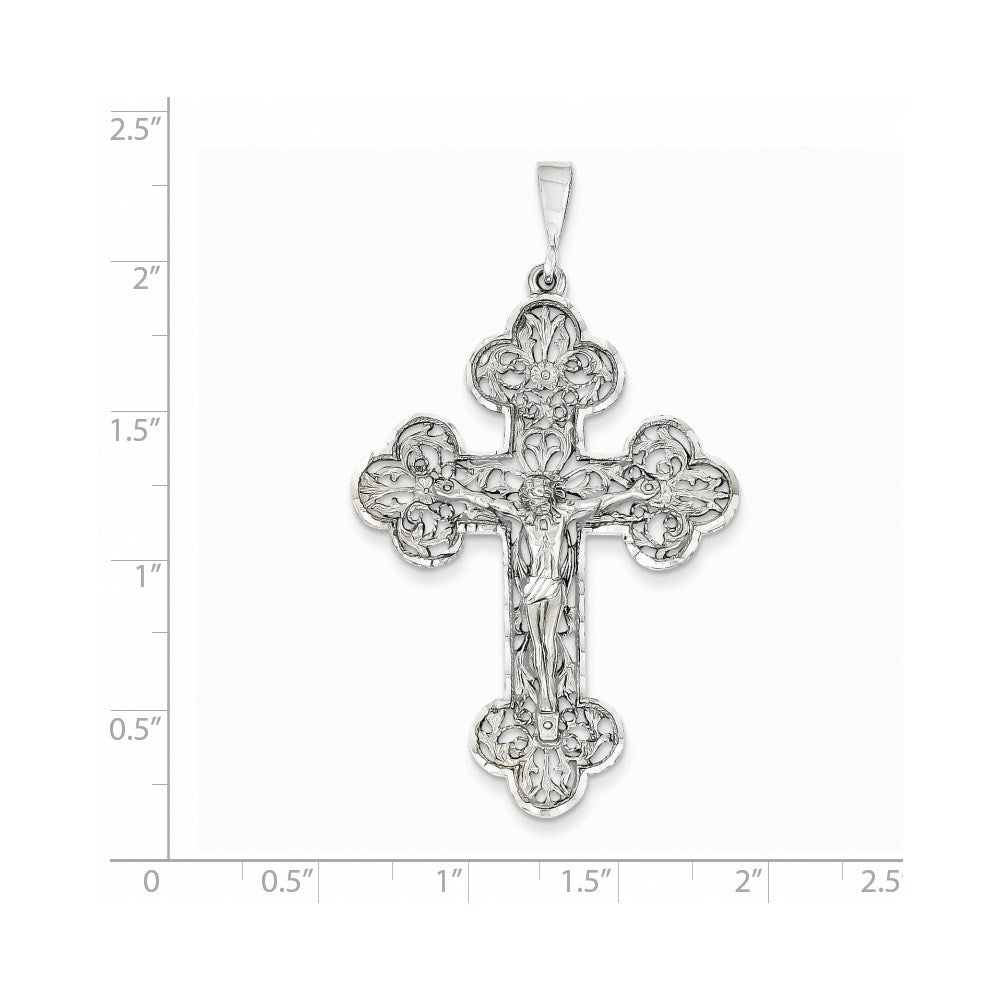 14K Weißgold Kruzifix-Anhänger mit Diamantschliff