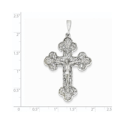 14K Weißgold Kruzifix-Anhänger mit Diamantschliff