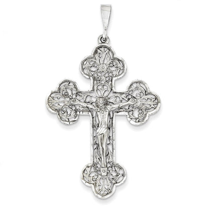 14K Weißgold Kruzifix-Anhänger mit Diamantschliff