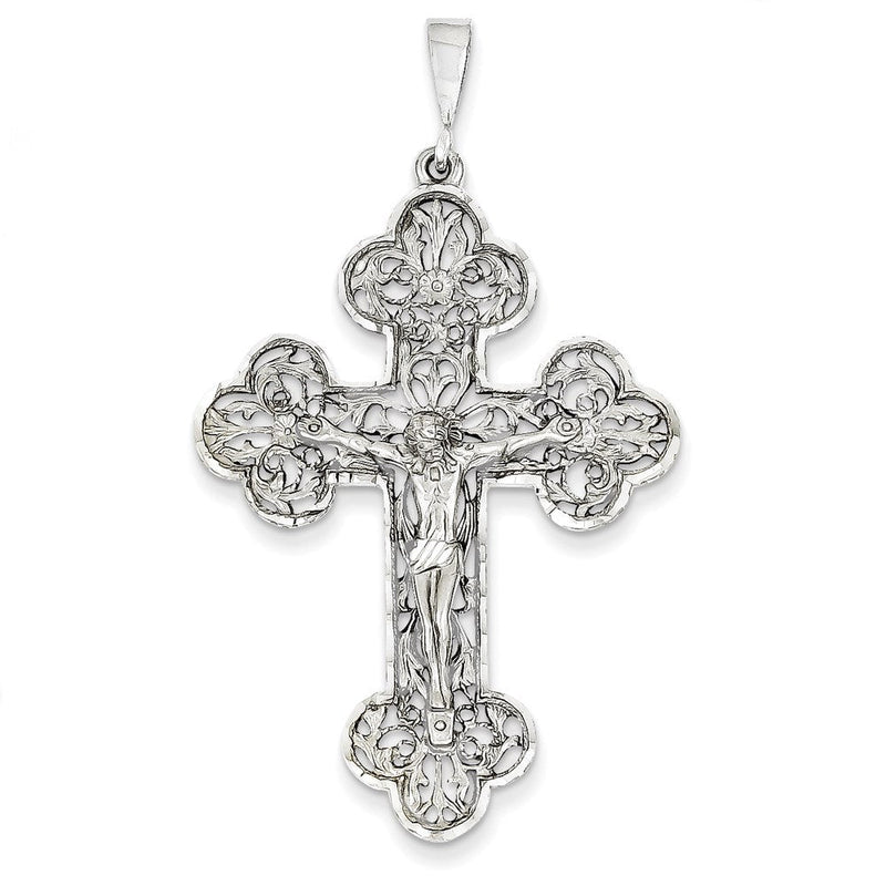 14K Weißgold Kruzifix-Anhänger mit Diamantschliff