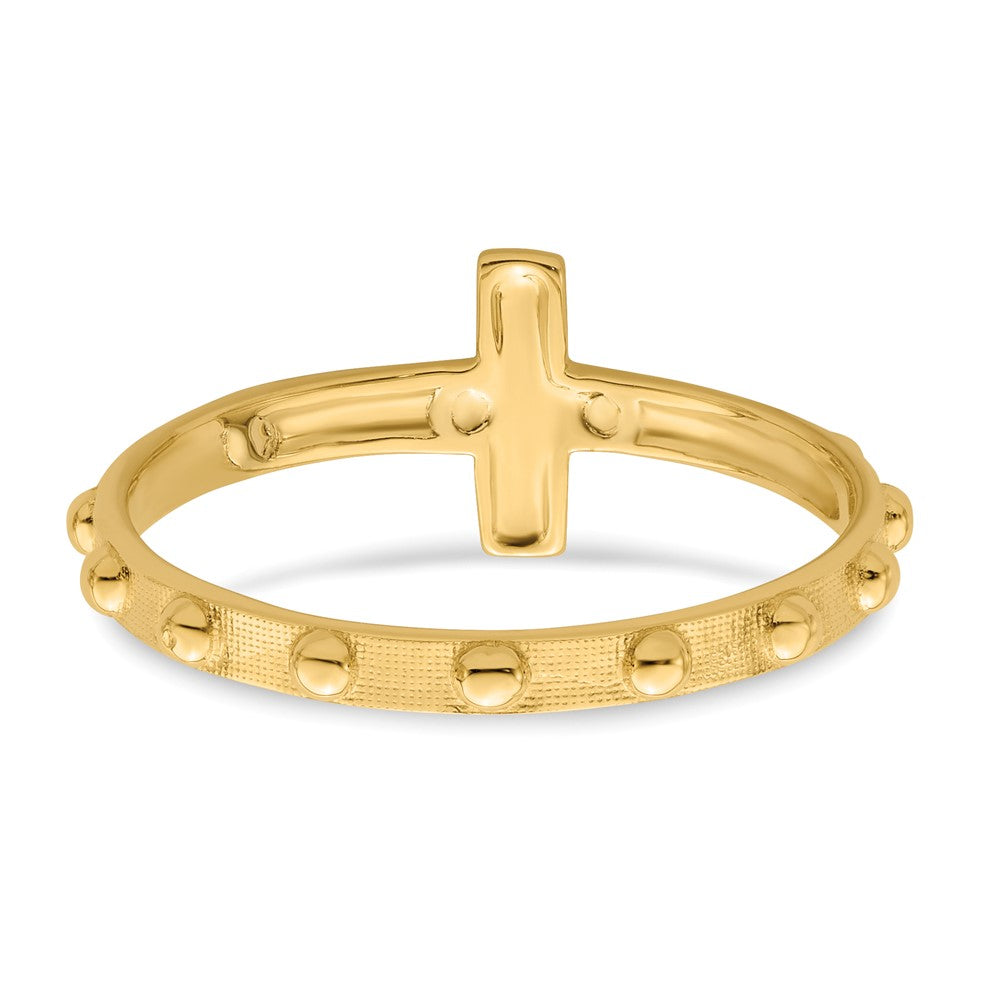 14K Zweifarbiges Gold Kruzifix-Rosenkranz-Ring