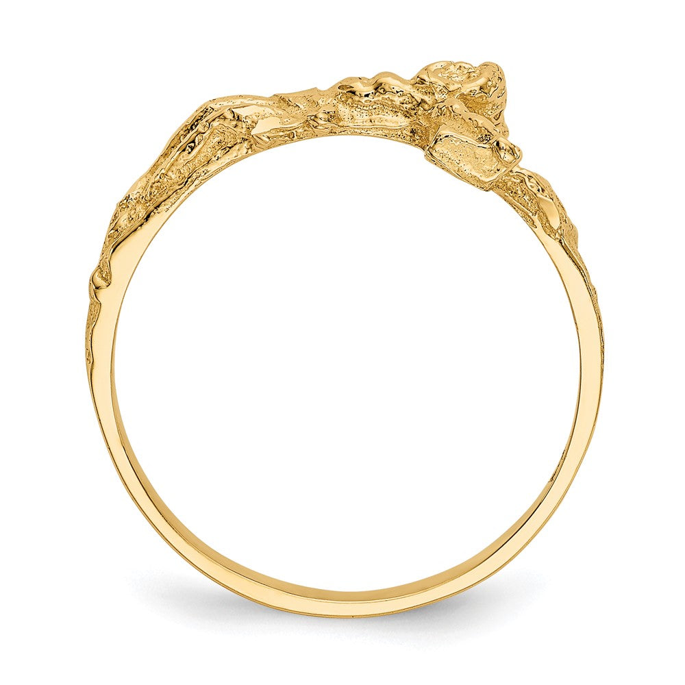 14K Gelbgold Kruzifix-Ring mit Diamantschliff