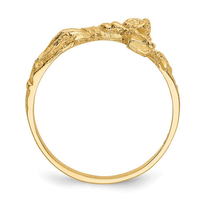 14K Gelbgold Kruzifix-Ring mit Diamantschliff