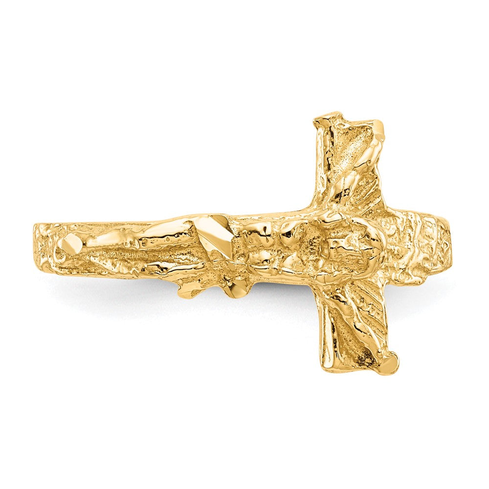 14K Gelbgold Kruzifix-Ring mit Diamantschliff
