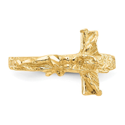 14K Gelbgold Kruzifix-Ring mit Diamantschliff