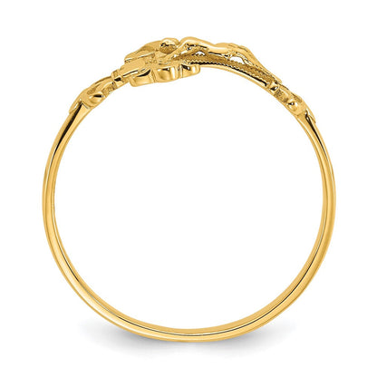 14K Gelbgold Kreuz-Ring mit echtem Diamantschliff