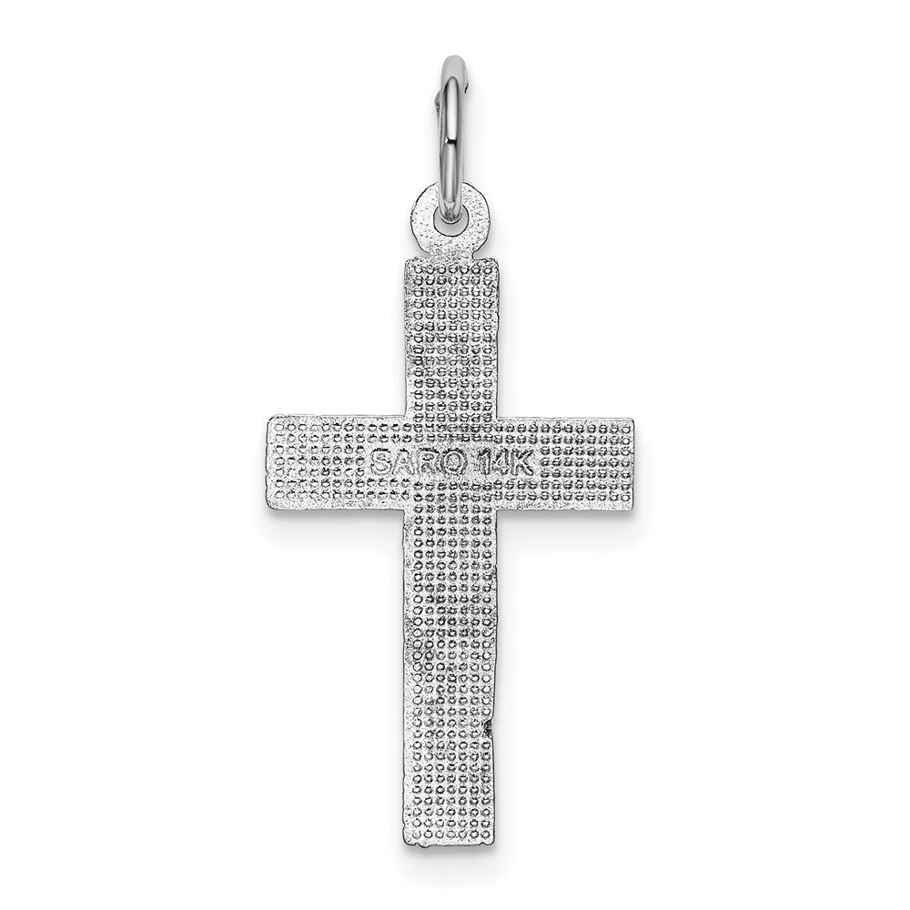 14K Weißgold Diamantiert Kreuz Anhänger