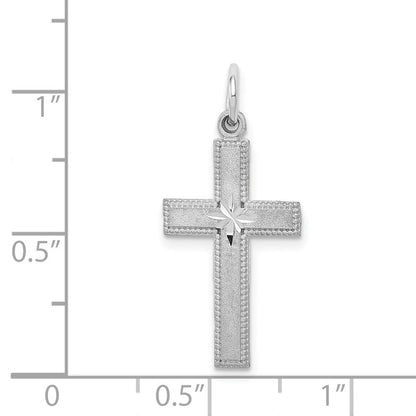 14K Weißgold Diamantiert Kreuz Anhänger