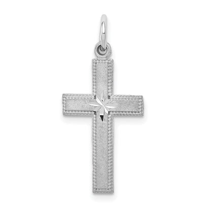 14K Weißgold Diamantiert Kreuz Anhänger