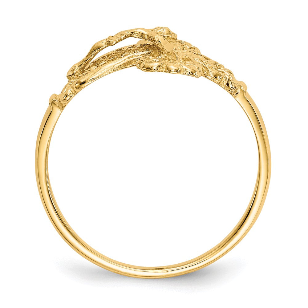 14K Gelbgold Kreuz-Ring mit echten Diamantschliff-Details