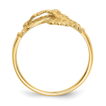 14K Gelbgold Kreuz-Ring mit echten Diamantschliff-Details
