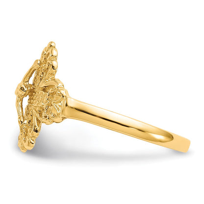 14K Gelbgold Kreuz-Ring mit echten Diamantschliff-Details