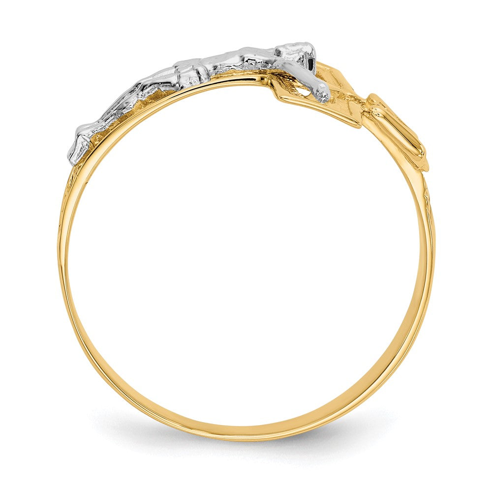 14K Bicolor-Gold Kruzifix-Herrenring
