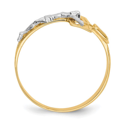 14K Bicolor-Gold Kruzifix-Herrenring