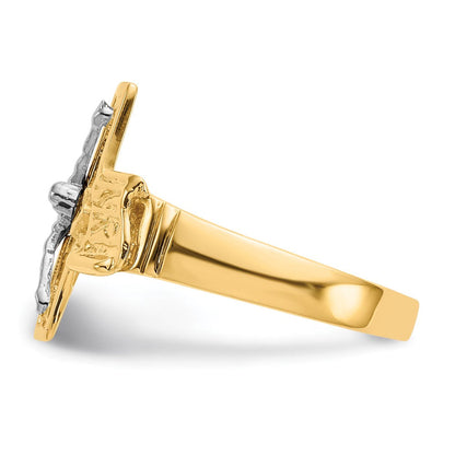 14K Bicolor-Gold Kruzifix-Herrenring
