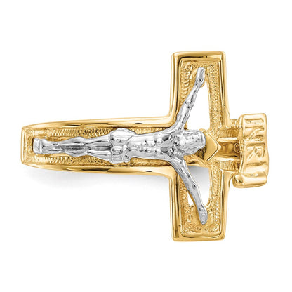14K Bicolor-Gold Kruzifix-Herrenring