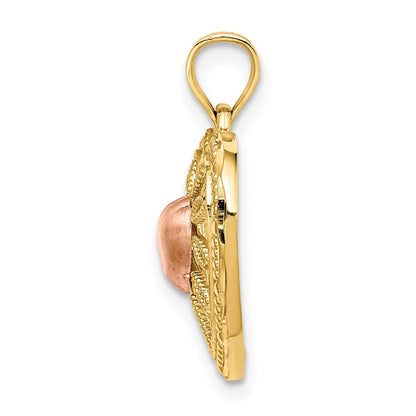 14k Zweifarbiges Gold Herz-Charm mit rosa Mitte