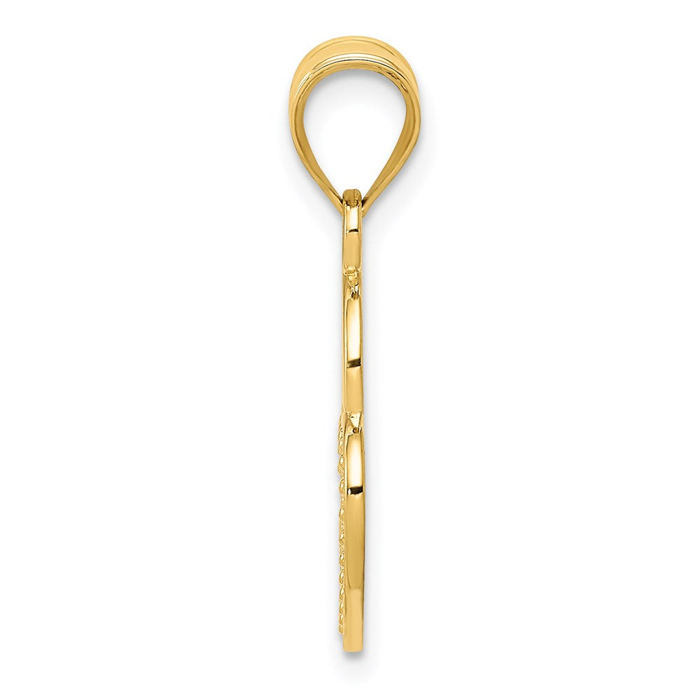 14K Gelbgold Poliert Filigran Herz Schloss Charm