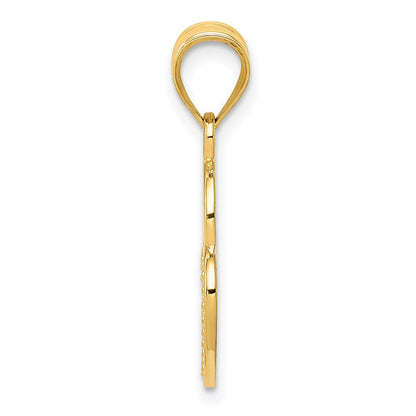 14K Gelbgold Poliert Filigran Herz Schloss Charm