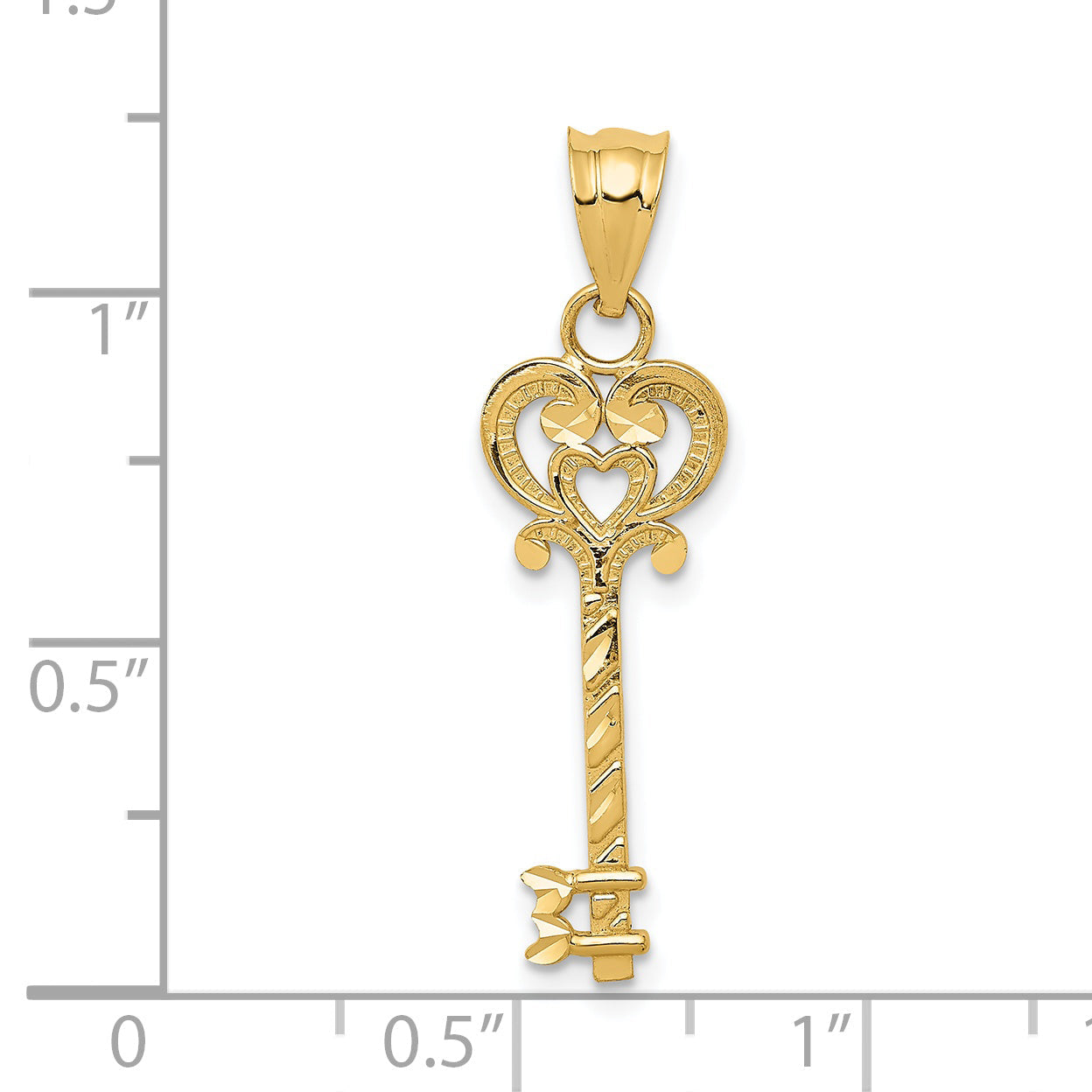 14K Gelbgold Diamantiert Key Anhänger