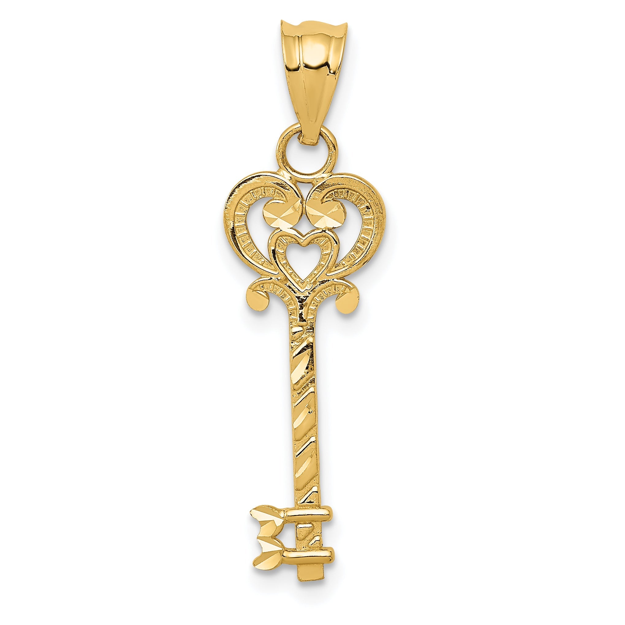 14K Gelbgold Diamantiert Key Anhänger