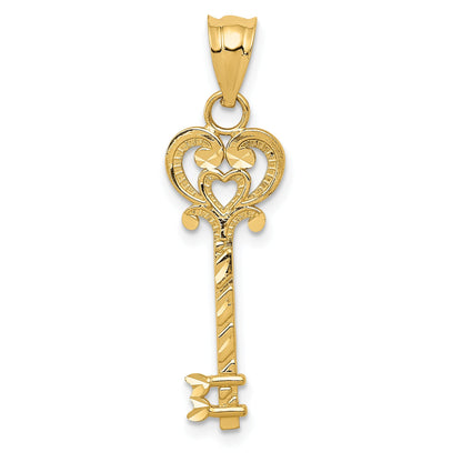 14K Gelbgold Diamantiert Key Anhänger