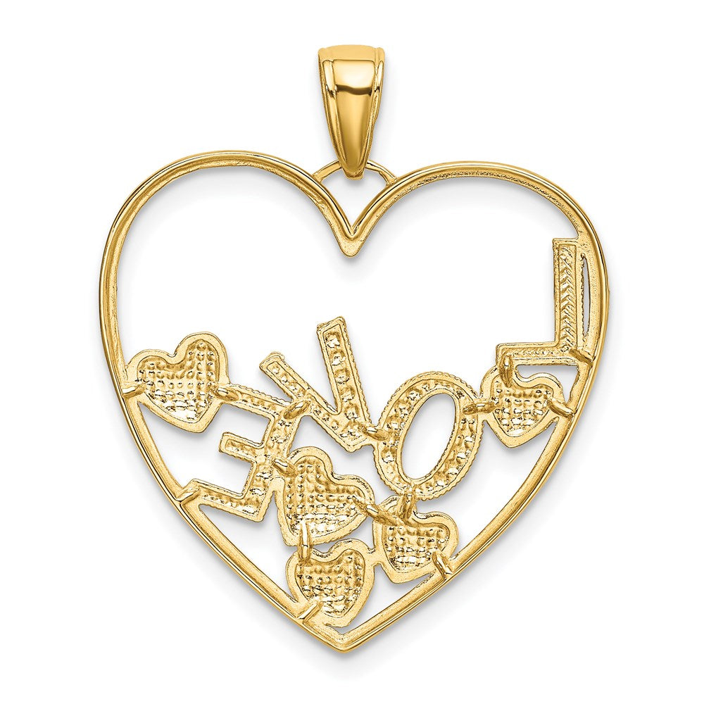 14K Gelbgold & Rhodium mit Rhodium – Anhänger „LIEBE" mit schwebenden Herzen