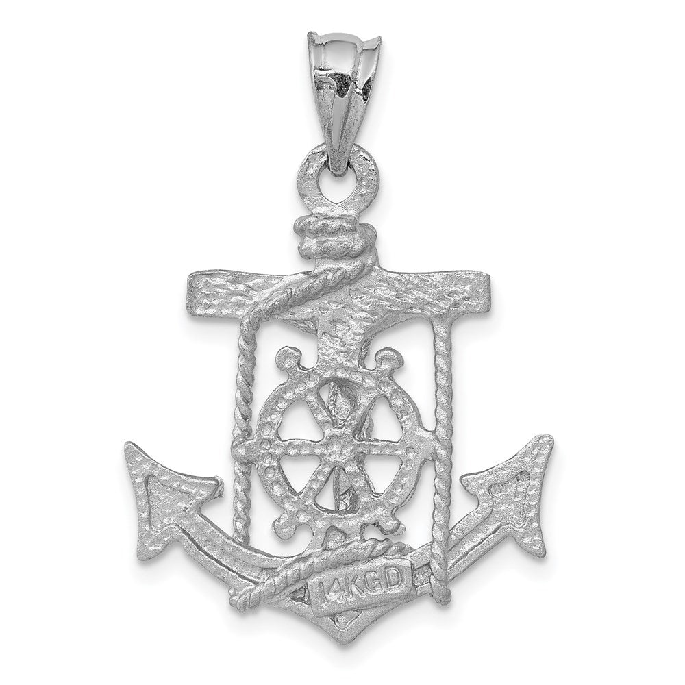 14K Weißgold Mariners-Kreuz-Anhänger