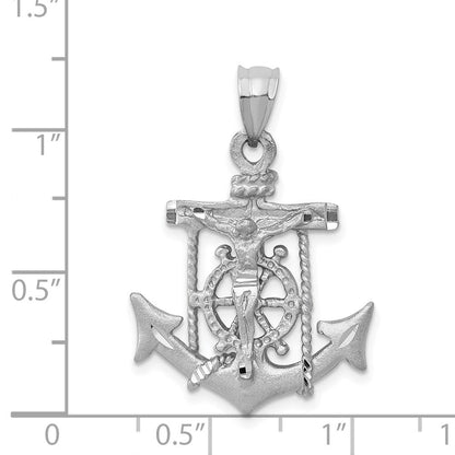 14K Weißgold Mariners-Kreuz-Anhänger