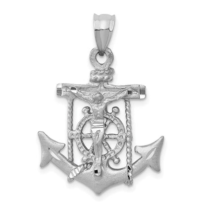 14K Weißgold Mariners-Kreuz-Anhänger