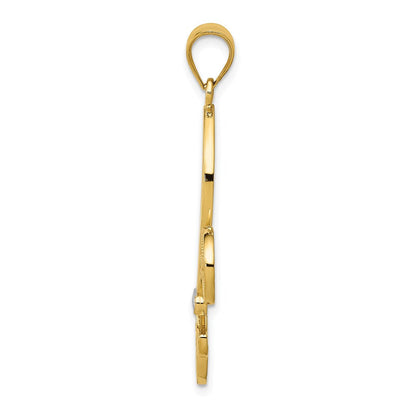 14 Karat Gelb- und Rhodiumgold mit Rhodium-Filigran-Fleur-de-Lis-Anhänger