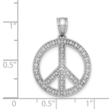 14K Weißgold Weißer Peace-Symbol-Anhänger