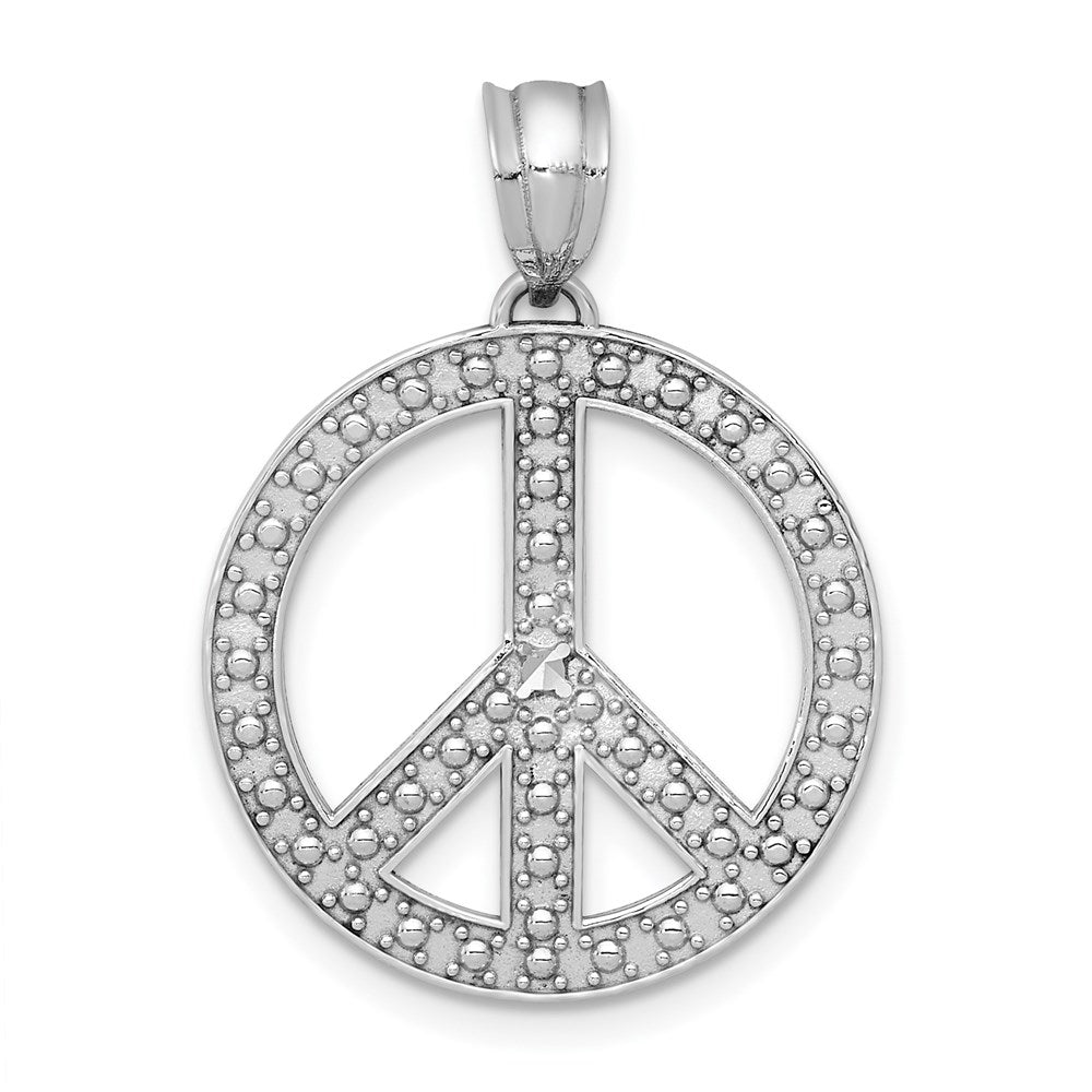 14K Weißgold Weißer Peace-Symbol-Anhänger