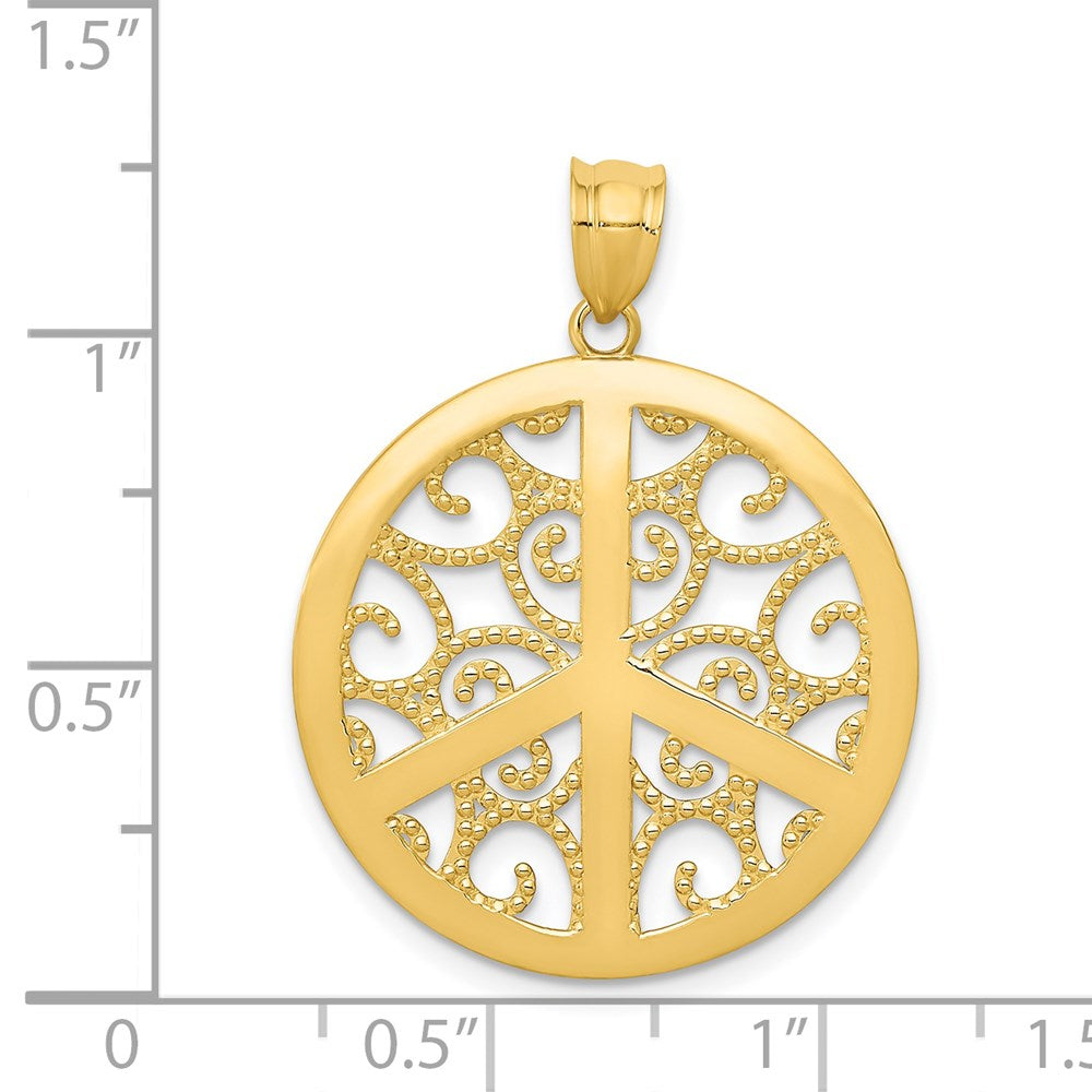 14K Gelbgold Filigran-Peacezeichen-Anhänger