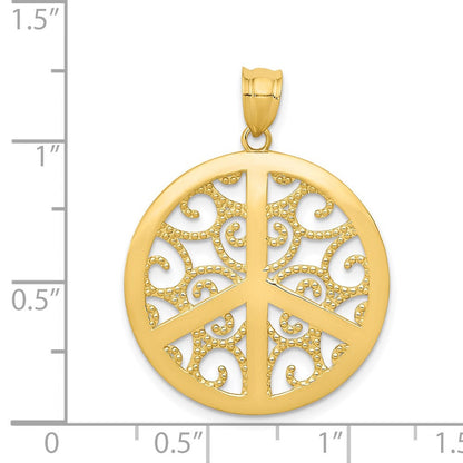 14K Gelbgold Filigran-Peacezeichen-Anhänger