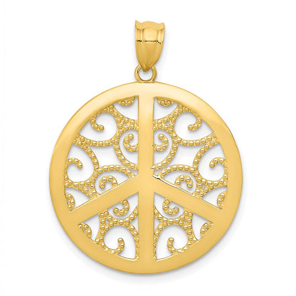 14K Gelbgold Filigran-Peacezeichen-Anhänger