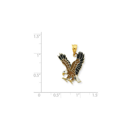 14K Gelbgold Kleiner Emaillierter Adler-Anhänger