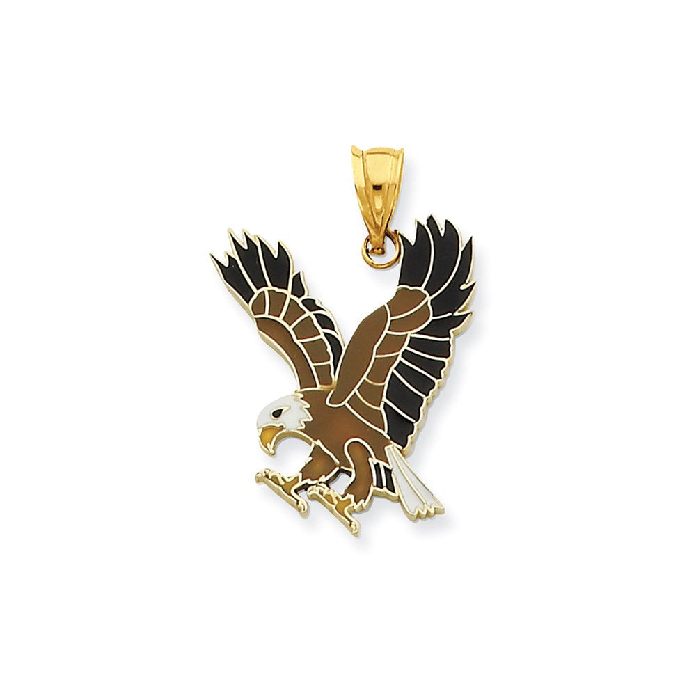 14K Gelbgold Kleiner Emaillierter Adler-Anhänger