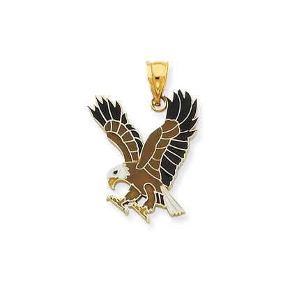 14K Gelbgold Kleiner Emaillierter Adler-Anhänger