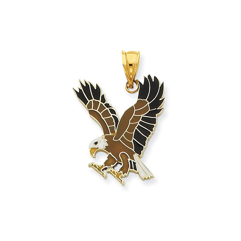 14K Gelbgold Kleiner Emaillierter Adler-Anhänger