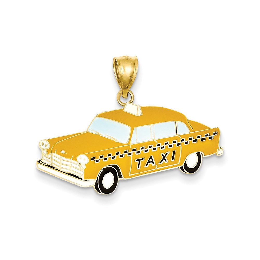 14K Gelbgold 2-D Taxi-Anhänger gelb emailliert
