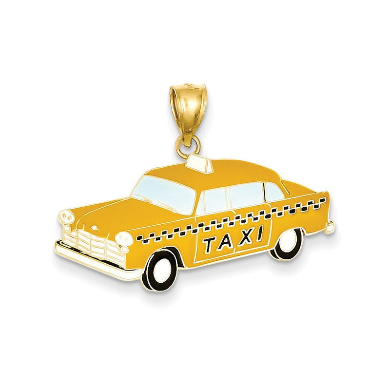 14K Gelbgold 2-D Taxi-Anhänger gelb emailliert