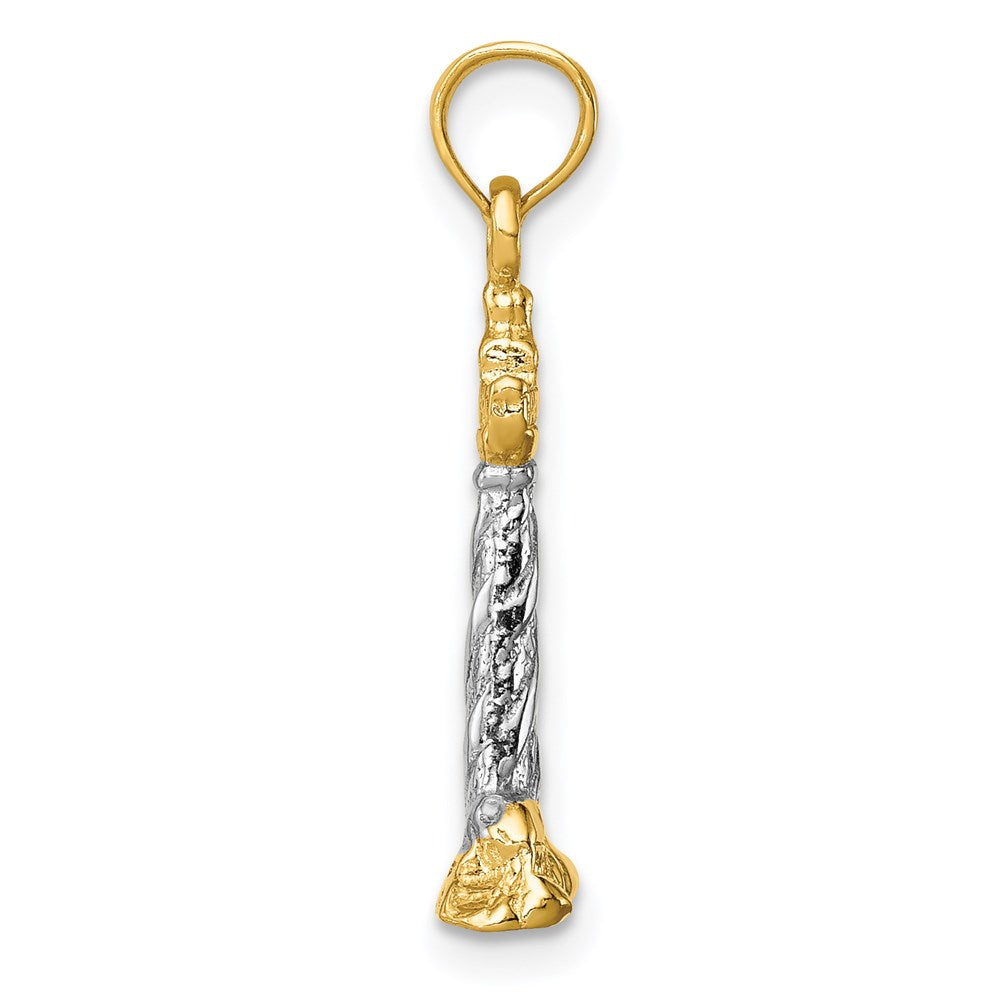 14K Gelb- und Rhodiumgold mit Rhodium 3D St.-Augustine-Leuchtturm-Anhänger