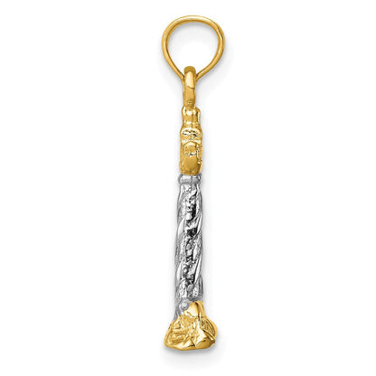 14K Gelb- und Rhodiumgold mit Rhodium 3D St.-Augustine-Leuchtturm-Anhänger