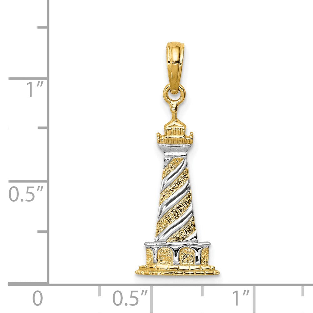 14K Gelb & Rhodium und Cape Hatteras Leuchtturm Anhänger