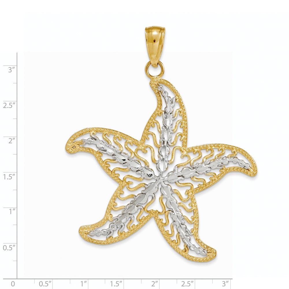 Seestern-Charm aus 14K Gelbgold und Rhodium