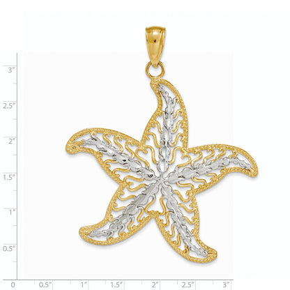 Seestern-Charm aus 14K Gelbgold und Rhodium