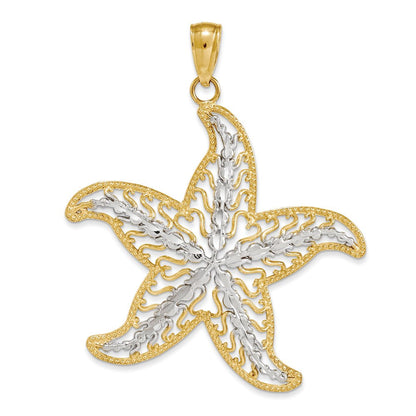 Seestern-Charm aus 14K Gelbgold und Rhodium