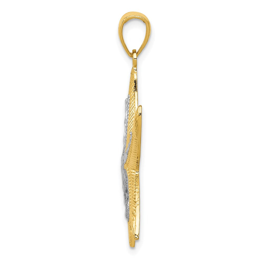 14K Gelb- und Rhodiumgold Anhänger mit Weißrhodium-Seestern